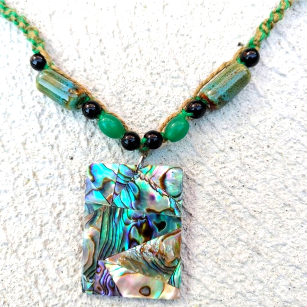 Rainbow beads necklace Macrame Beaded jewelry